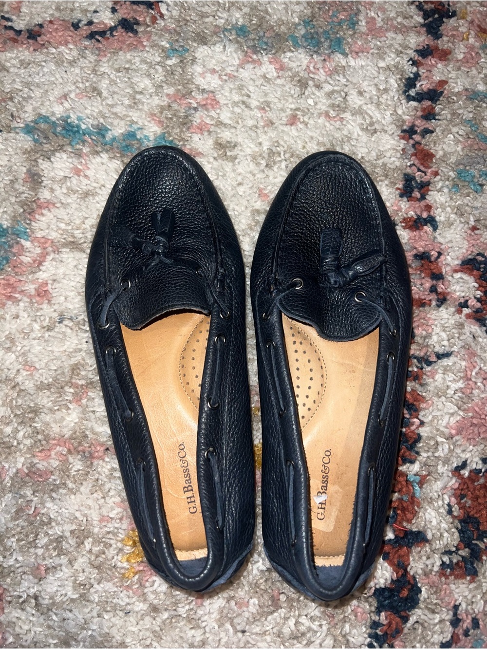 G.H. Bass & Co. Navy Tassel Leather Loafers